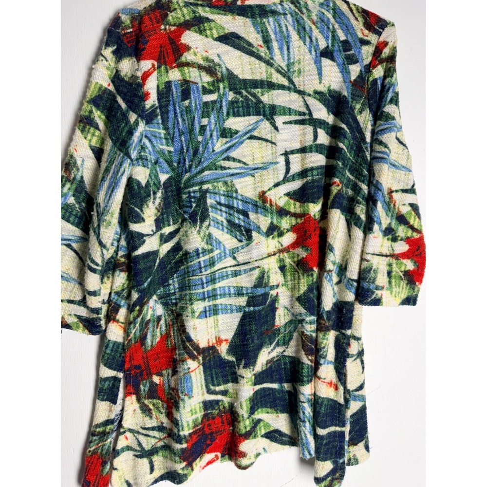 Thomas & Olivia Tropical Palm Leaf Floral V-Neck Knit Top 3/4 Sleeve Large - Picture 10 of 11